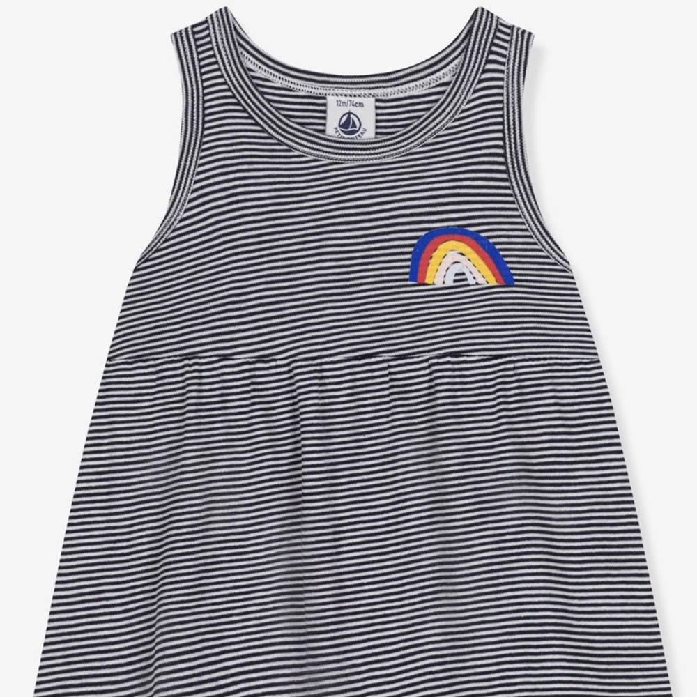 Striped Kids Dress with Rainbow